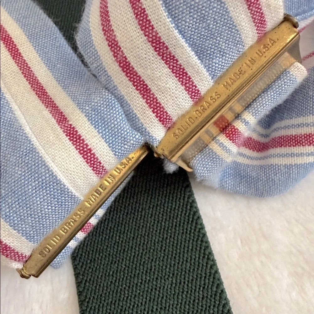 {VTG} Polo Ralph Lauren | 80s 90s Chambray Striped Braces Suspenders Made in USA - Picture 13 of 16